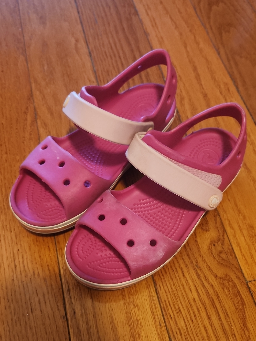 CROCS Pink Kids Sandals with White Strap
